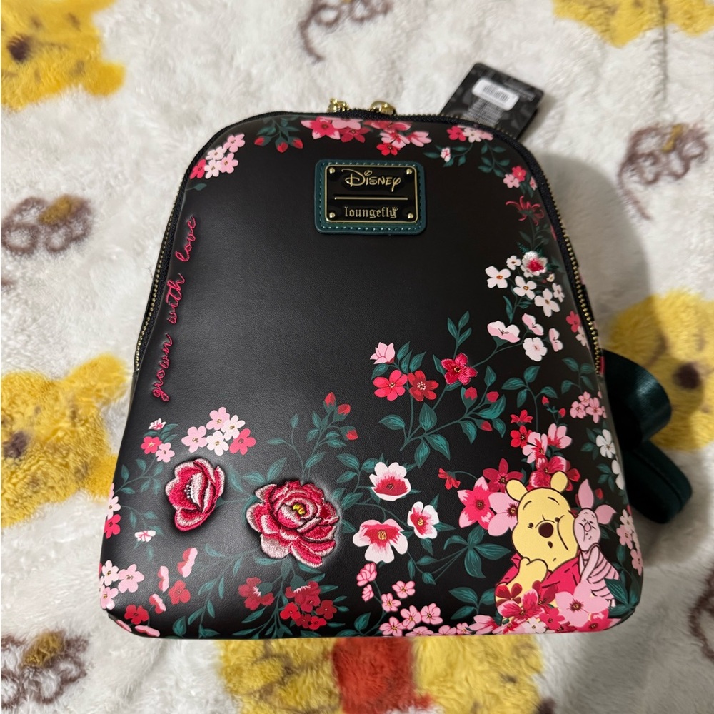 Winnie the Pooh Floral Embroidered Loungefly Backpack
